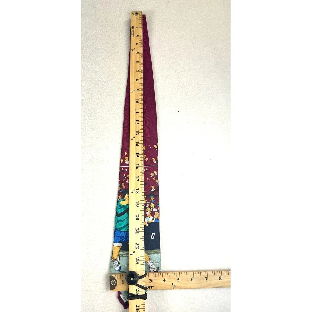 Camden Court Tennis Match Novelty Necktie Mens OS Burgundy Retro Sporty